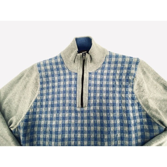 Thomas Dean Retro Sweater Extra Fine Merino Wool Gingham Check Mens Large - Picture 7 of 11